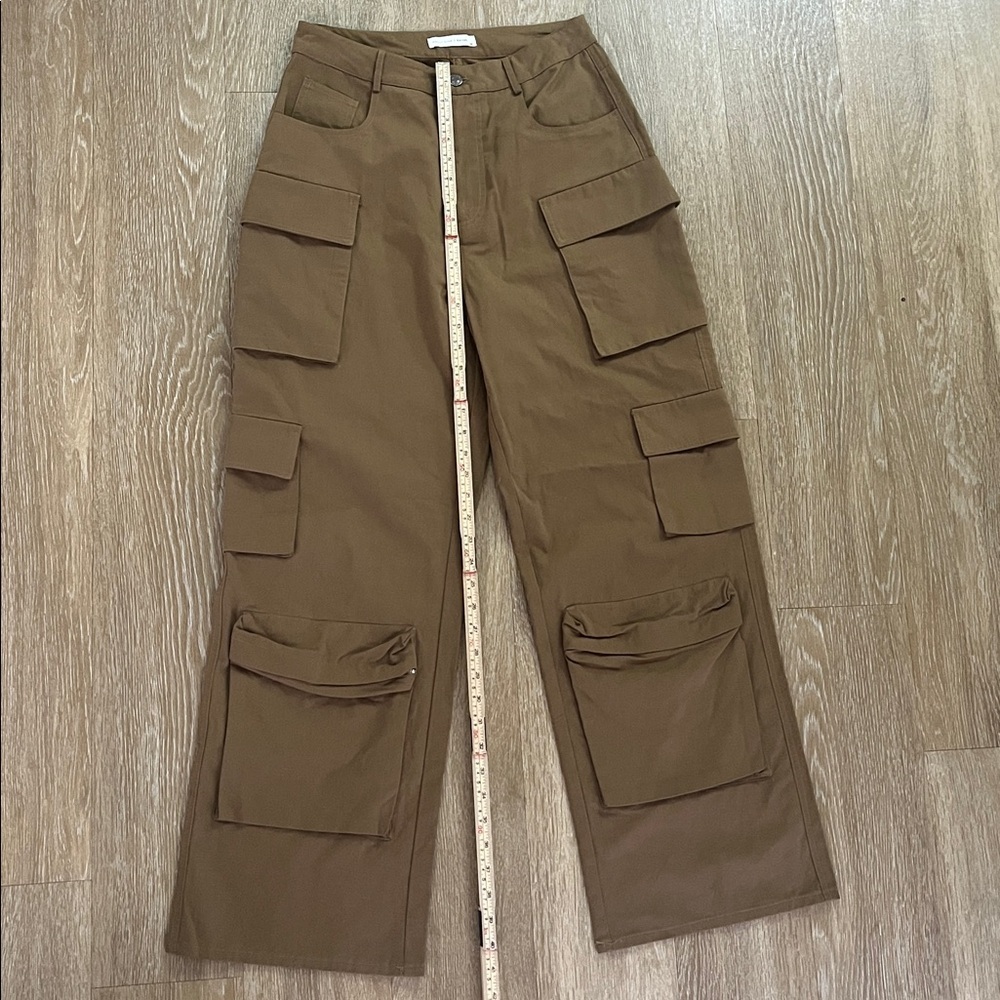 Anthropologie Molly King x Bayse wide Leg Loose Cargo Pants Army Olive Green M - Picture 11 of 14